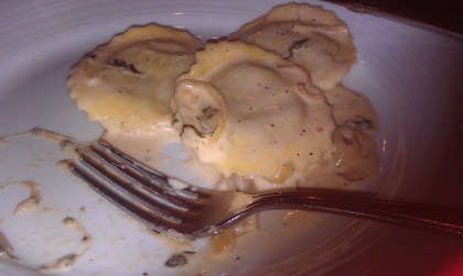 Portabella and spinach ravioli