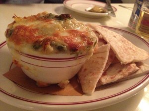 artichoke dip at the bowery diner