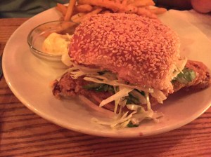 fried chicken burger at Ruby's